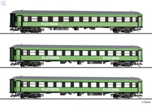Tillig 01100 Set tří osobních 4-osých vozů 1x Bmmbz, 2x Bmmz FLIXTRAIN