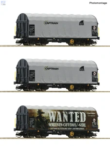 Roco 6680023 Set tří plachtových 4-osých vozů Shimmns Captrain D - ERR