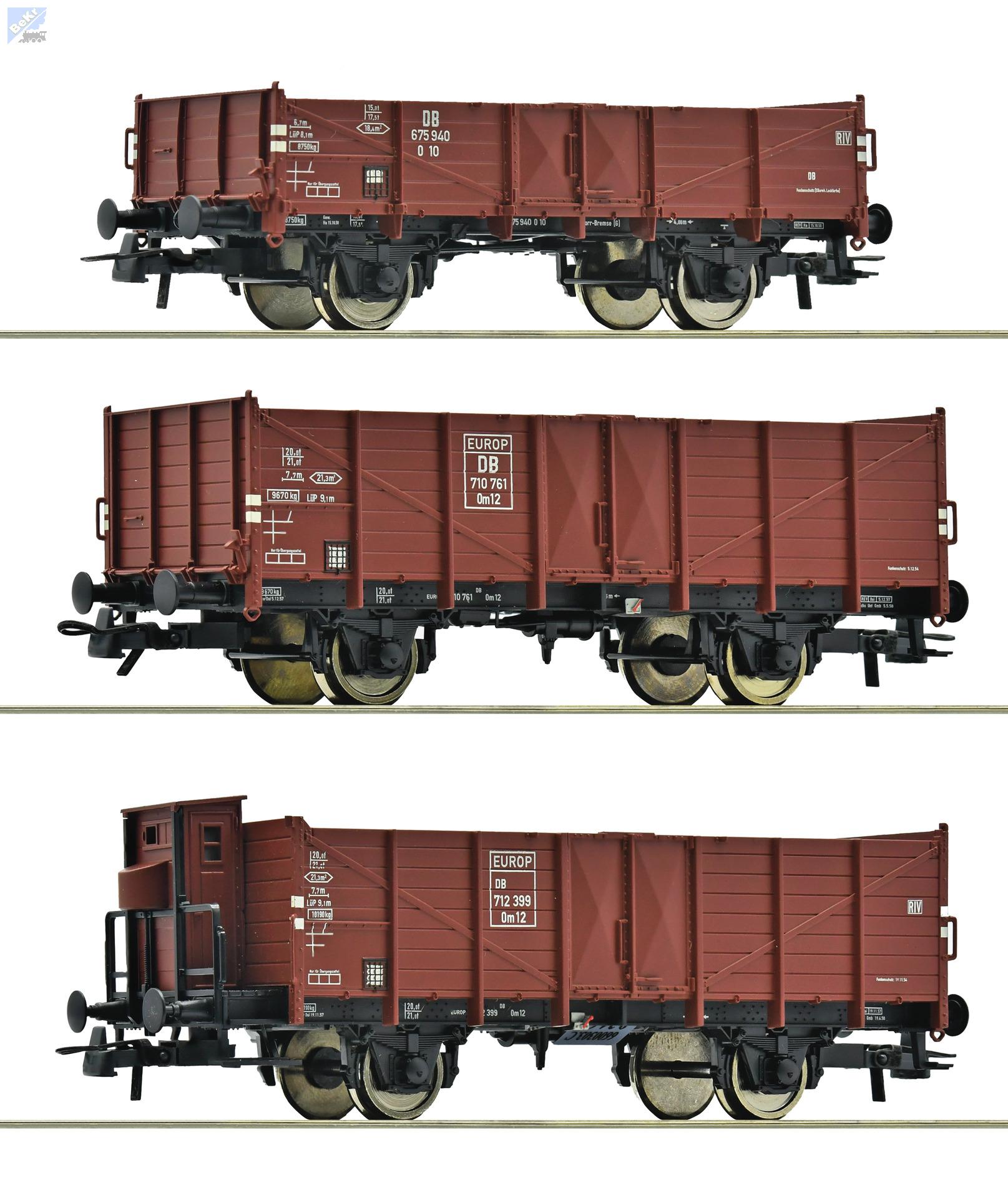 Roco 6600303 Set tří 2-osých otevřených vozů O10, Om12, DB