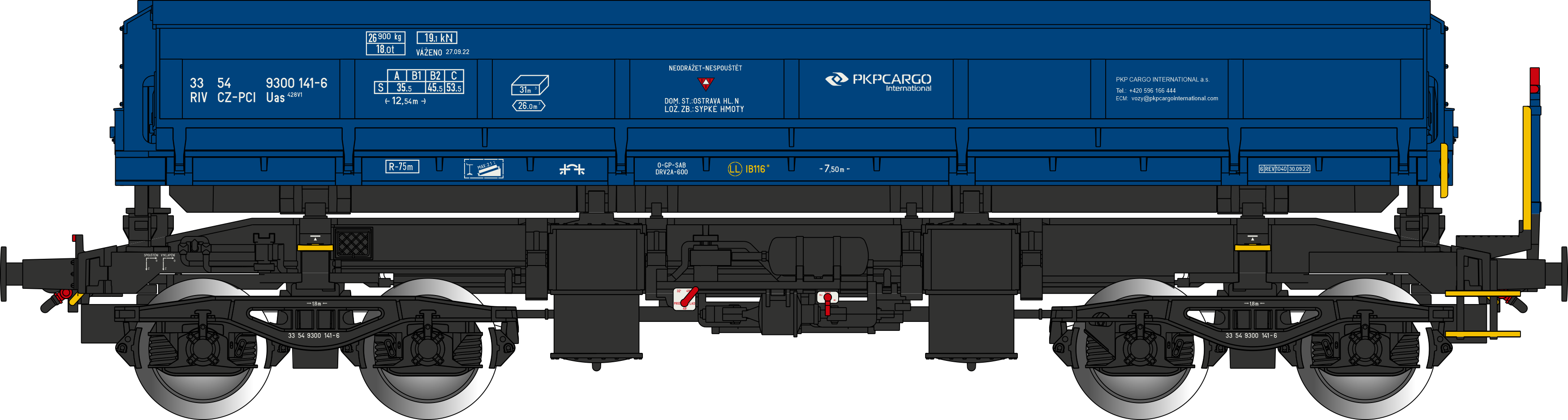 Albert Modell 930015 Sklápěcí 4-osý vůz Uac CZ - PCI "PKP CARGO International"