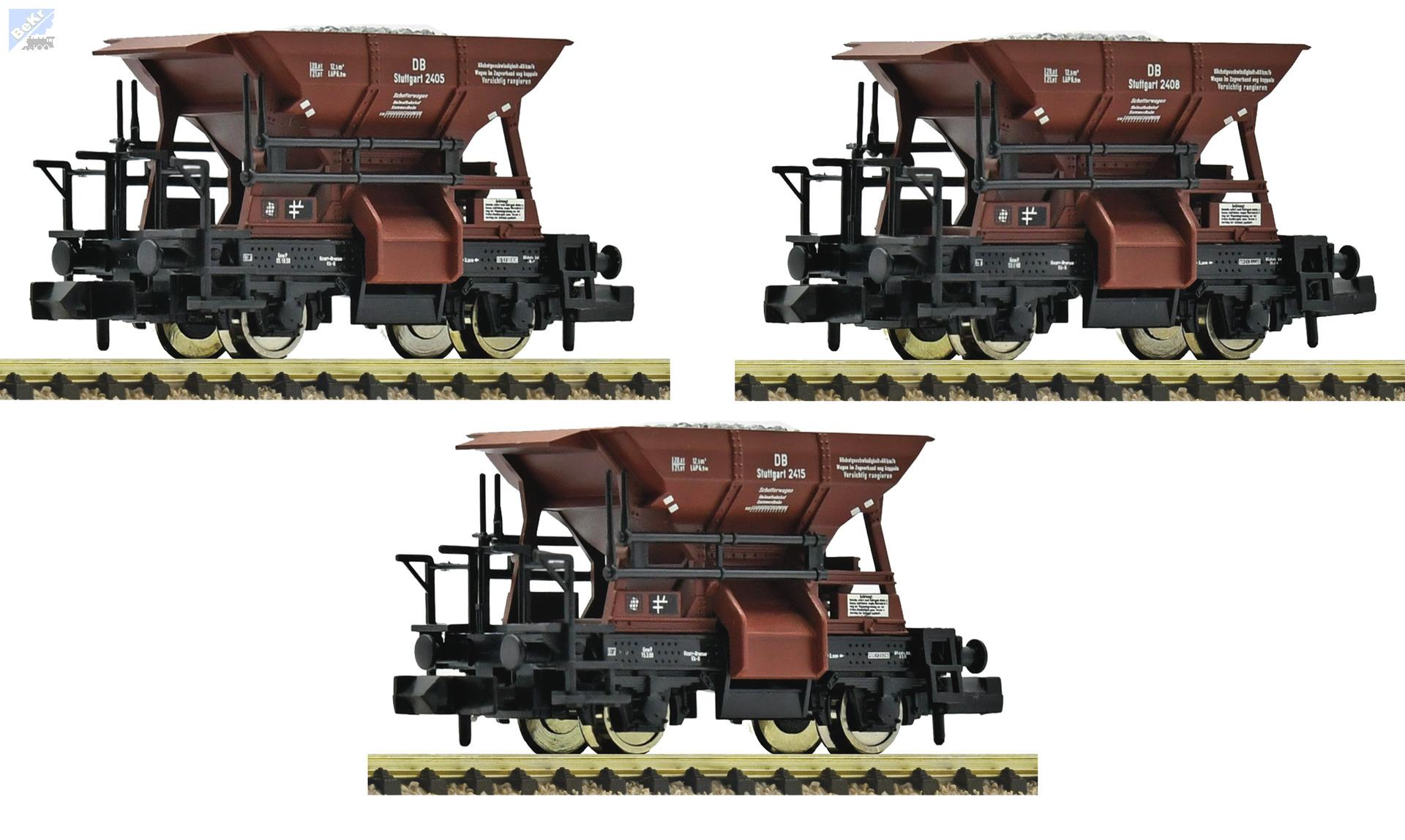 Fleischmann 6660159 Set tří výsypných 2-osých vozů Talbot s nákladem štěrku DB