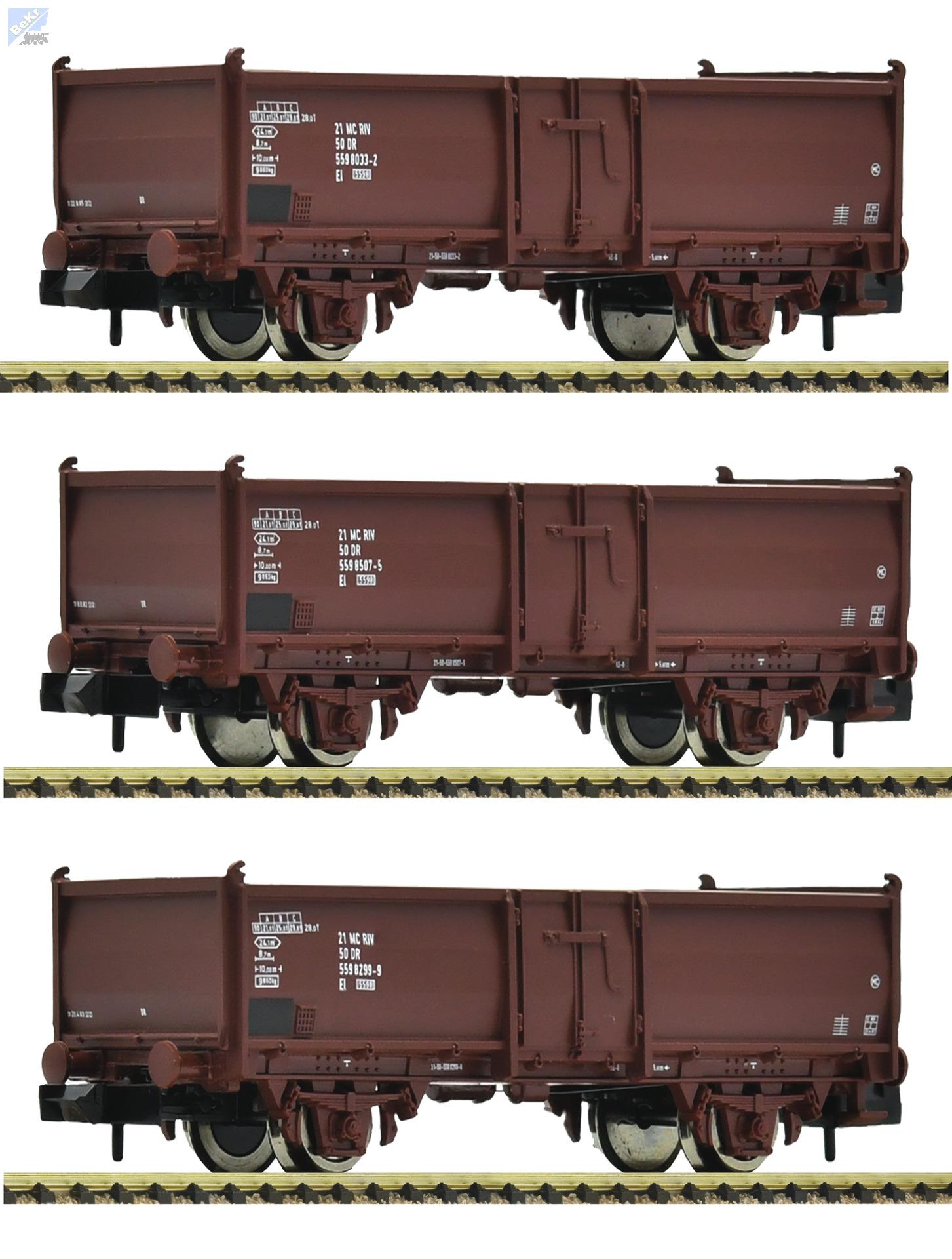 Fleischmann 6660158 Set tří otevřených 2-osých vozů El DR
