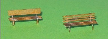 DK-model H00942 Dva druhy laviček z leptaného plechu – v balení 3 + 3 kusy
