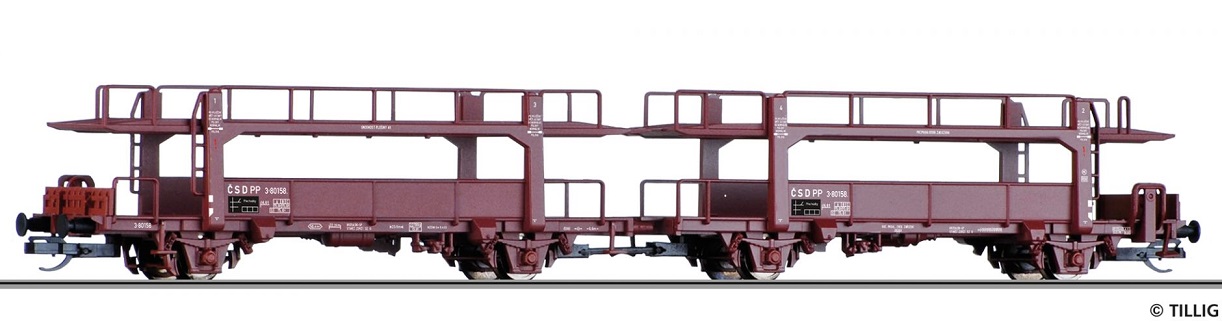 Tillig 502564 (15592) Set dvou vozů na přepravu aut PP ČSD