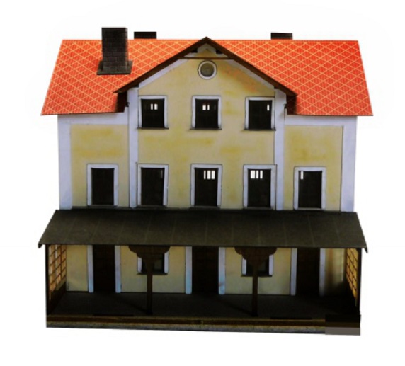 BuBi-model TT60008 Nádraží Dačice, 113 x 113 x 125 mm, barvená stavebnice Laser-Cut !!! AKCE !!!
