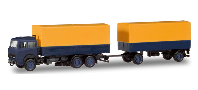 Herpa Basic 309578 Iveco Magirus s přívěsem modrožlutý