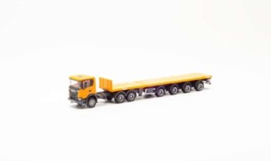 Herpa 311403 SCANIA CG 17 XT 6X6 s plošinovým čtyřnápravovým návěsem