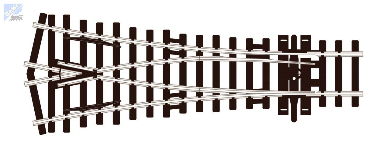 Peco SLU97 Symetrická výhybka s univerzální srdcovkou, úhel rozevření 24°, R 610 mm, délka 148 mm