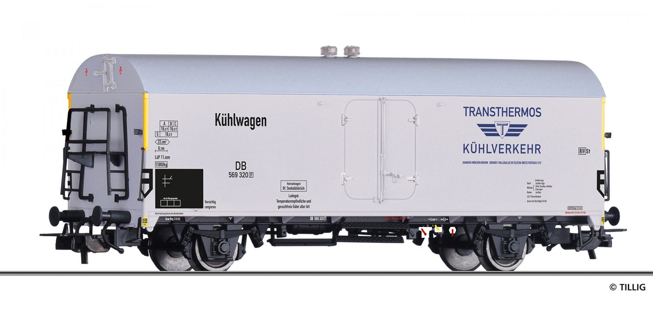 Tillig 76804 Chladírenský 2-osý vůz Tehs 50  „Transthermos Kühlverkehr“ DB