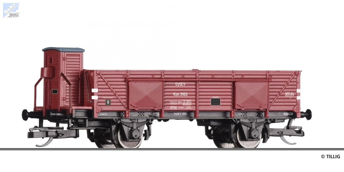 Tillig 17633 Otevřený 2-osý vůz Kzn s brzdařskou budkou GySEV
