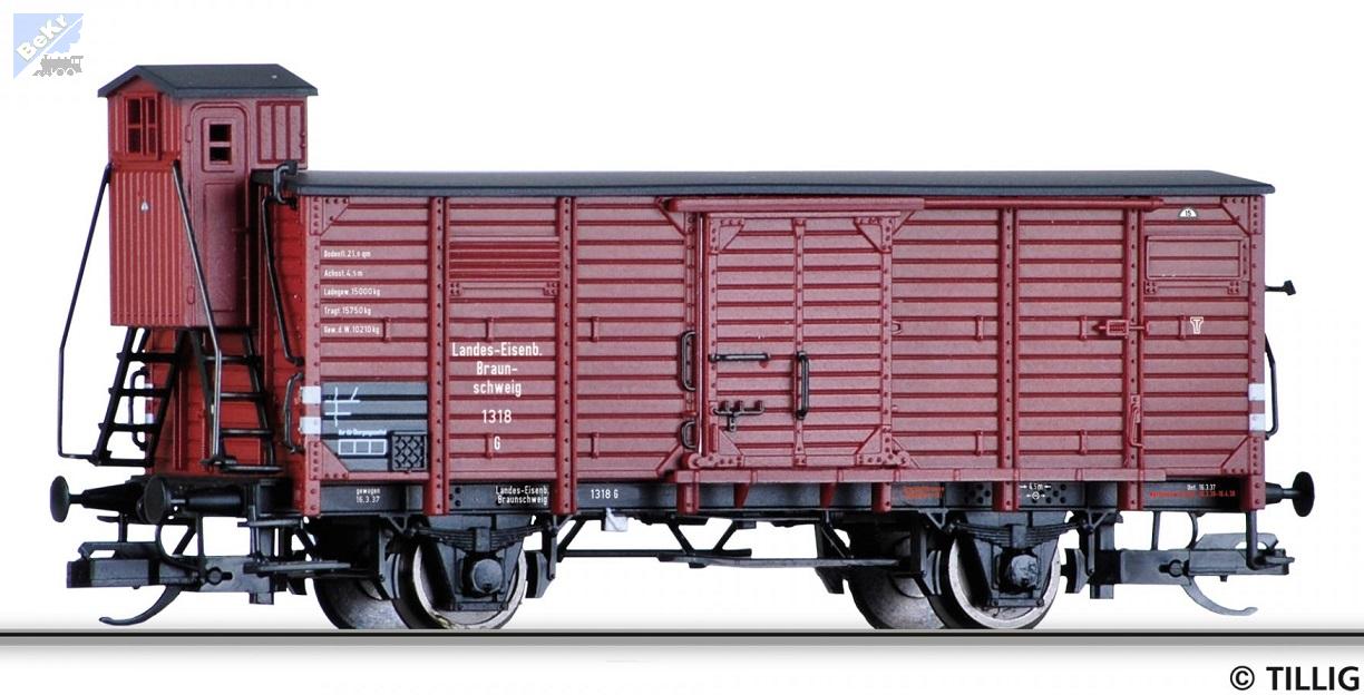 Tillig 17933 Uzavřený 2-osý vůz G s brzdařskou budkou BLE - Braunschweigische Landes-Eisenbahn-Gesellschaft