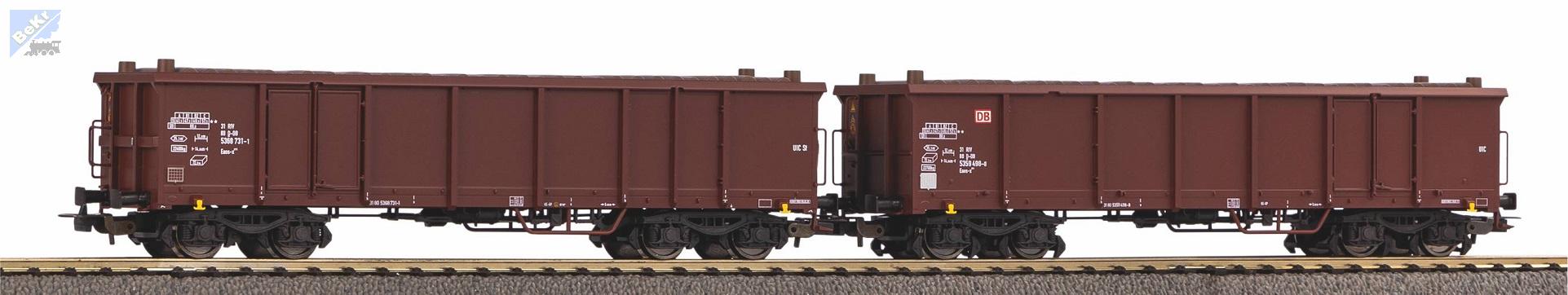 Piko 58235 Set dvou vysokostěnných 4-osých vozů Eaos-x s nákladem dřeva DB !!! AKCE !!!
