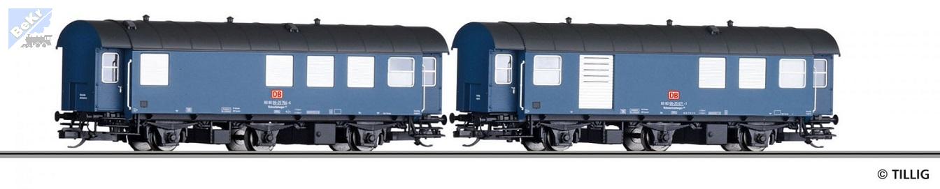 Tillig 01063 Set dvou 3-osých přestavěných služebních vozů DB AG
