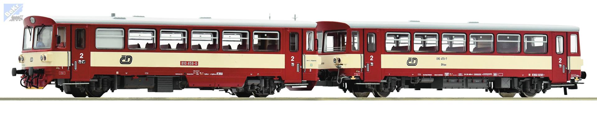 Roco 70377 Motorový vůz 810 458-0 s přívěsným vozem Btax ČD se zvukem