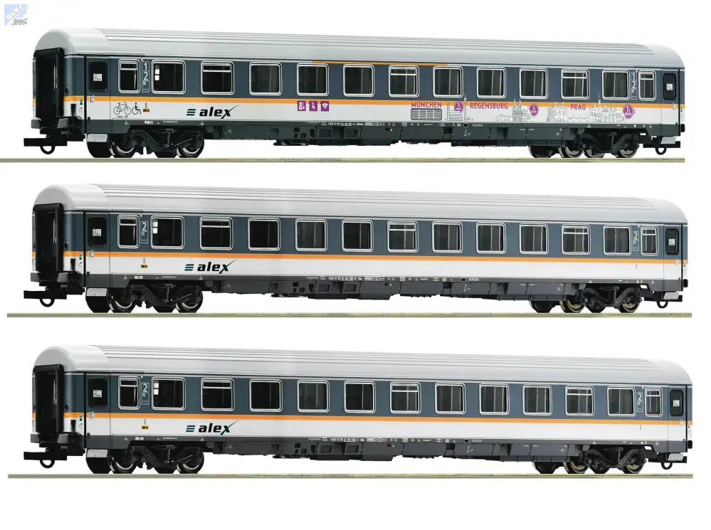 Roco 74018 Set tří 4-osých osobních vozů 2. tř., ABbmdz, Amz, Bmz, D - DLB Alex !!! AKCE !!!