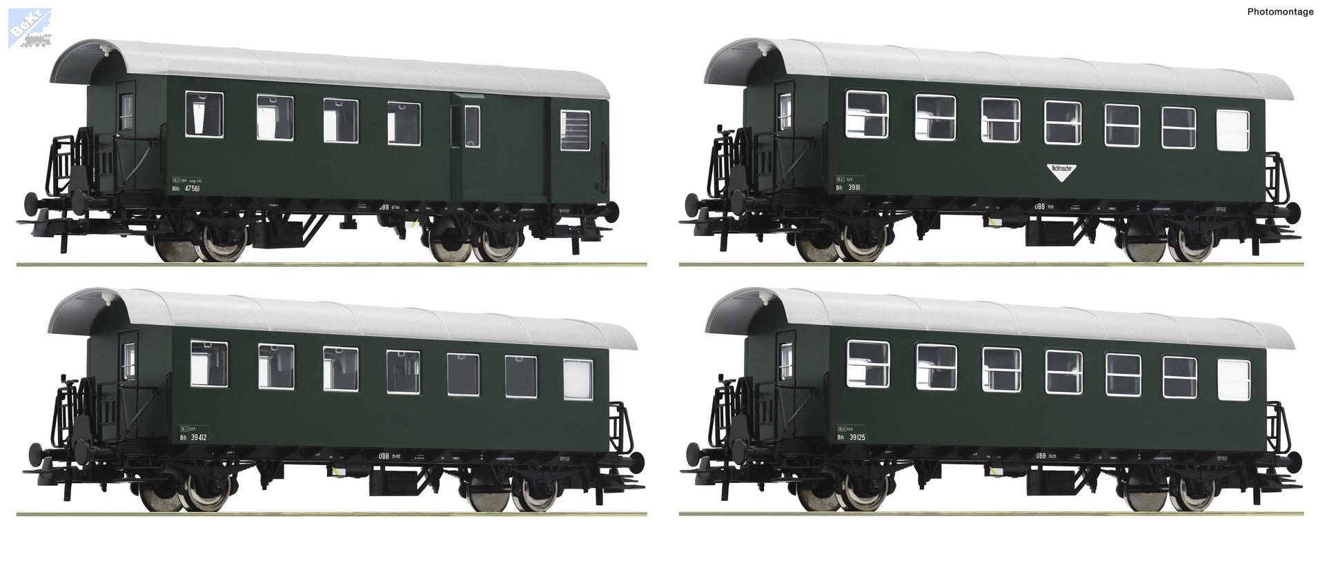 Roco 74026 Set čtyř 2-osých osobních vozů ÖBB