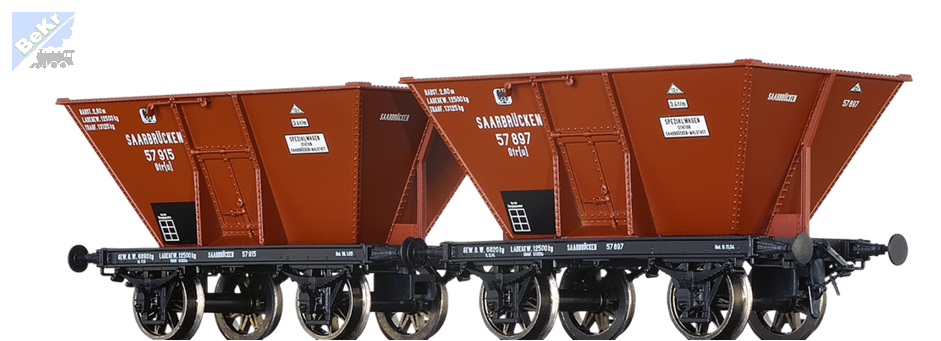 Brawa 48804 Set dvou výsypných 2-osých vozů Otr(u) K.P.E.V.