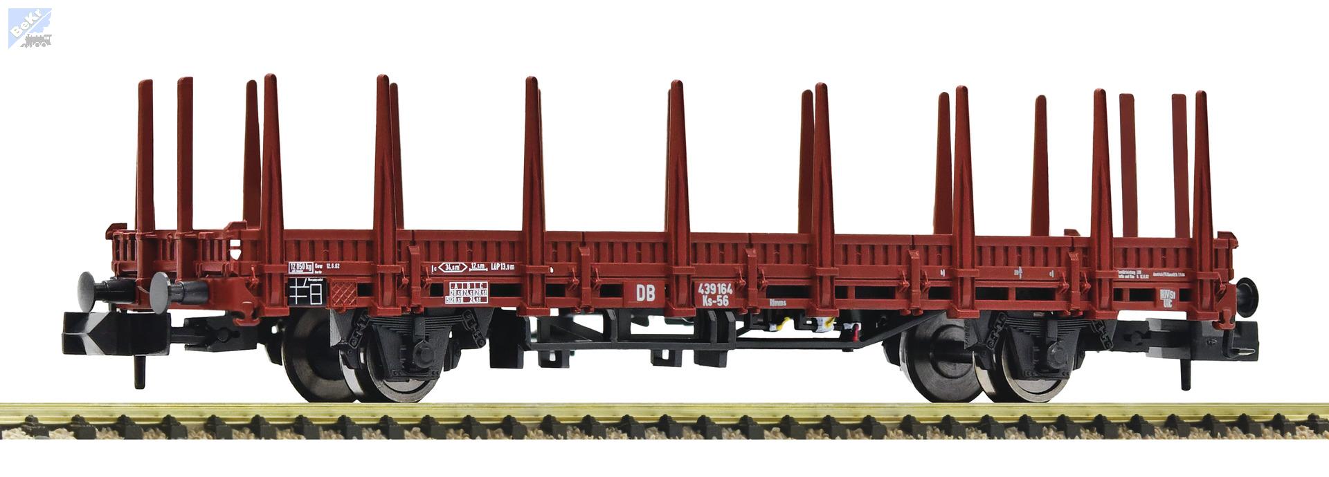 Fleischmann 825754 Plošinový 2-osý vůz Rlmms s klanicemi DB