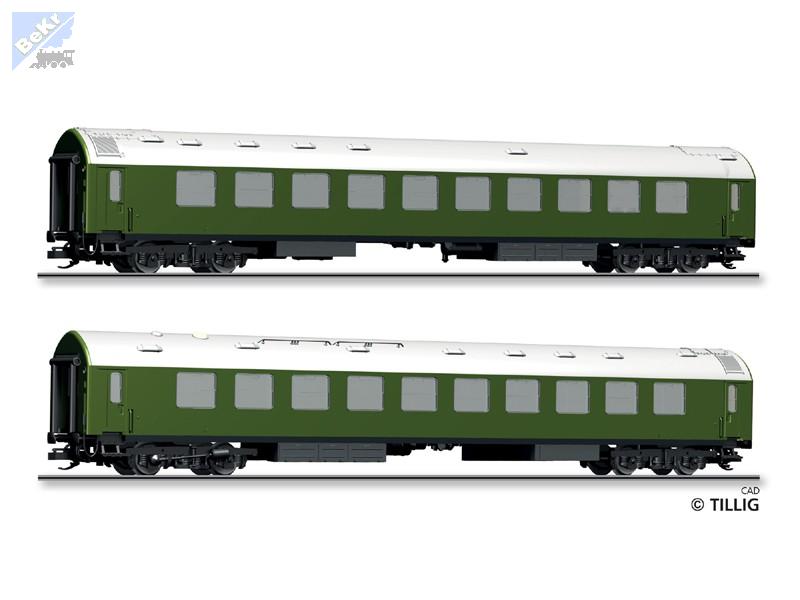 Tillig 01081 Set dvou 4-osých salonních vozů, "Salonní vůz vlády NDR postavený v roce 1966" 