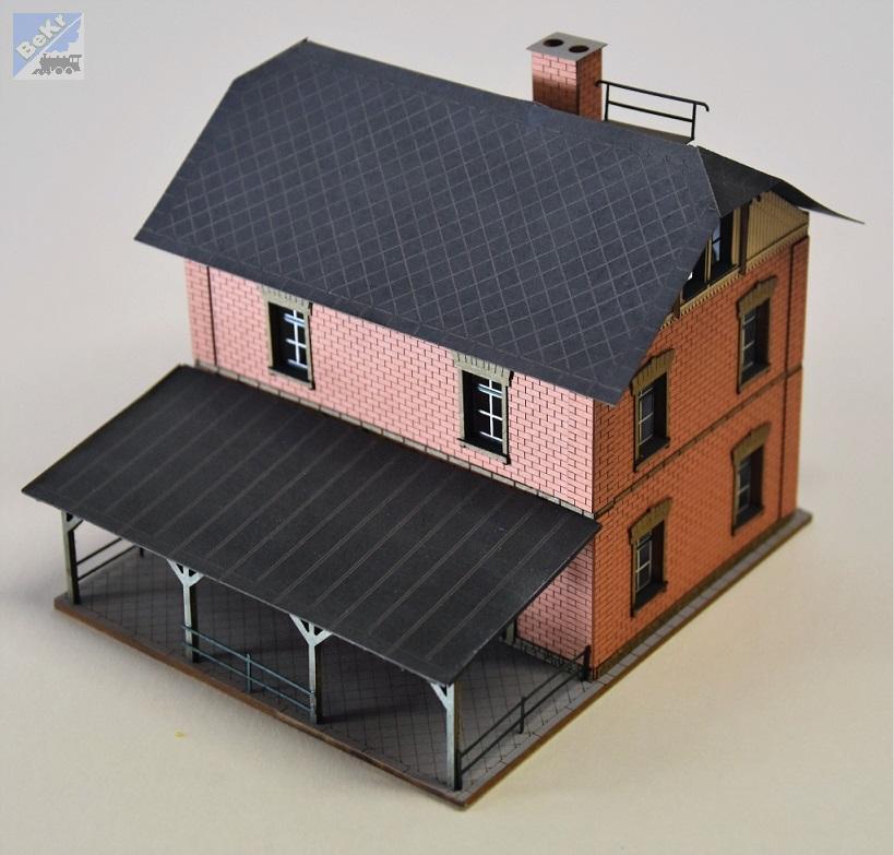 BuBi-model TT60147 Nádraží Veřovice, 100 x 105 x 98mm, barvená stavebnice Laser-Cut