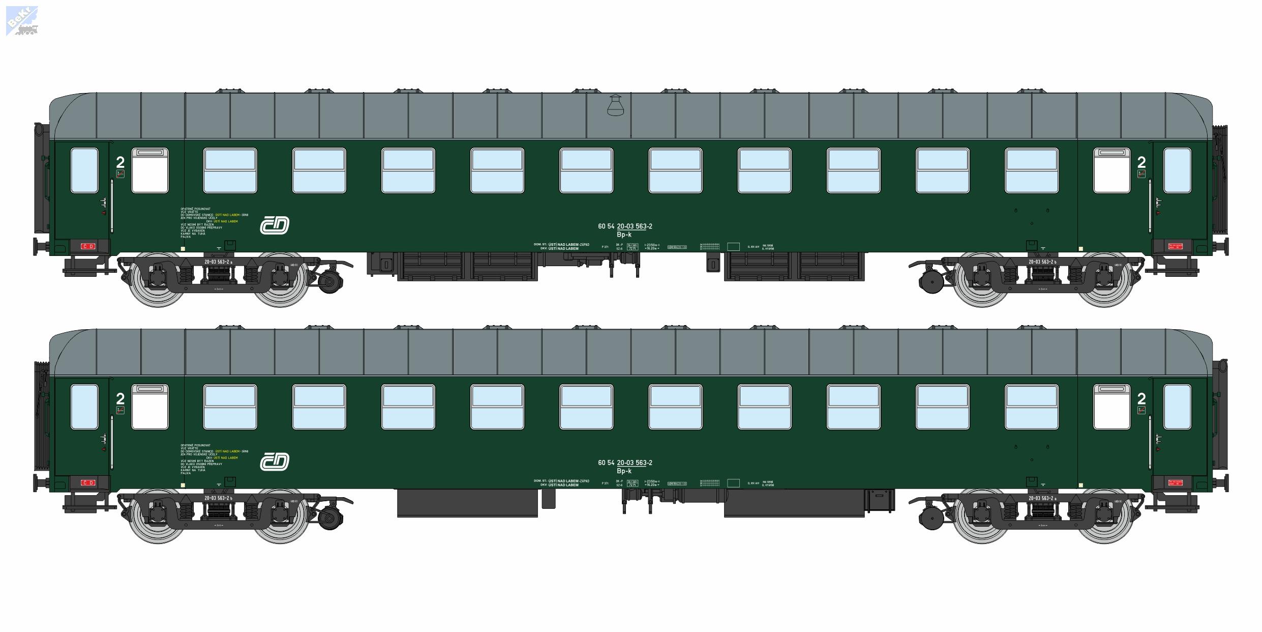 Igra model 97110029 Osobní 4-osý vůz 2. tř., Bp-k 4dv., Depo-Ústí nad Labem ČD