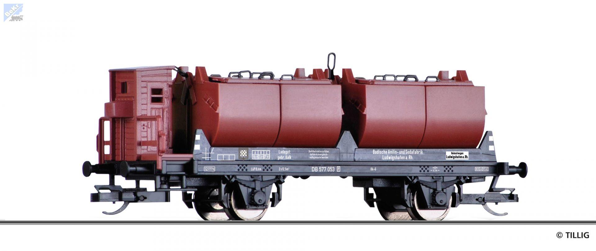 Tillig 14706 Nádobový 2-osý vůz na přepravu vápna s brzdařskou budkou „Badische Aniline- und Sodafabrik“ DB