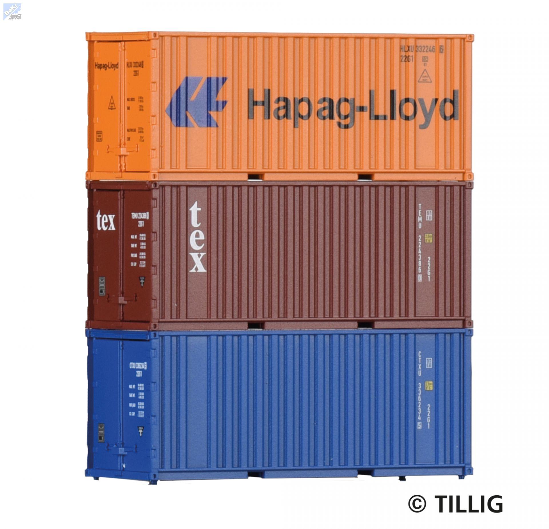 Tillig 07706 Set se třemi 20' kontejnery