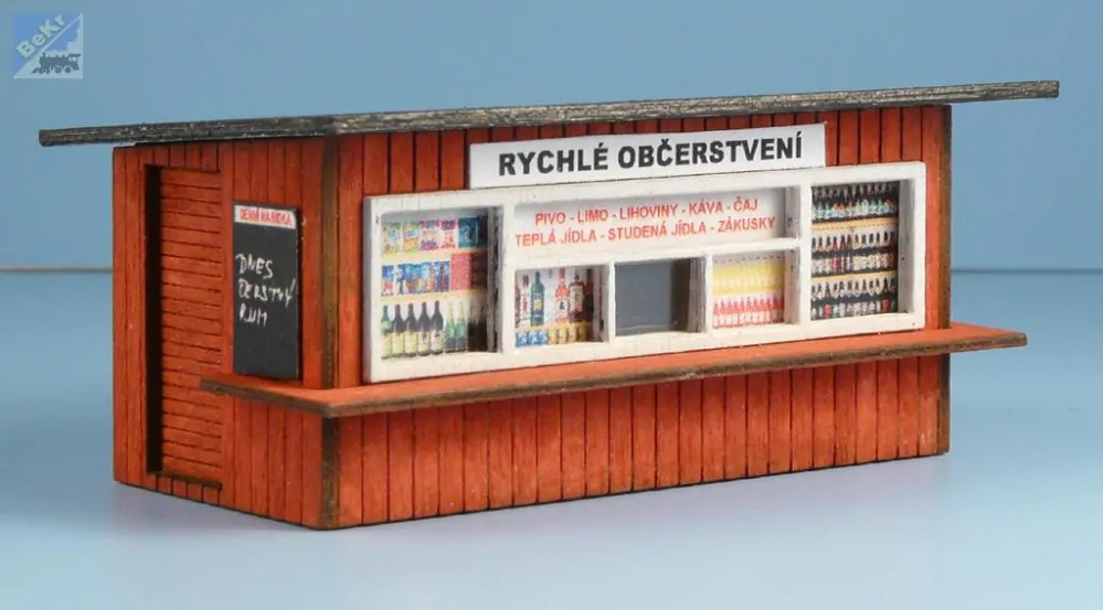 VERAMO CZ H0040215 Občerstvení dřevěné, červeno-bílé, plný pult