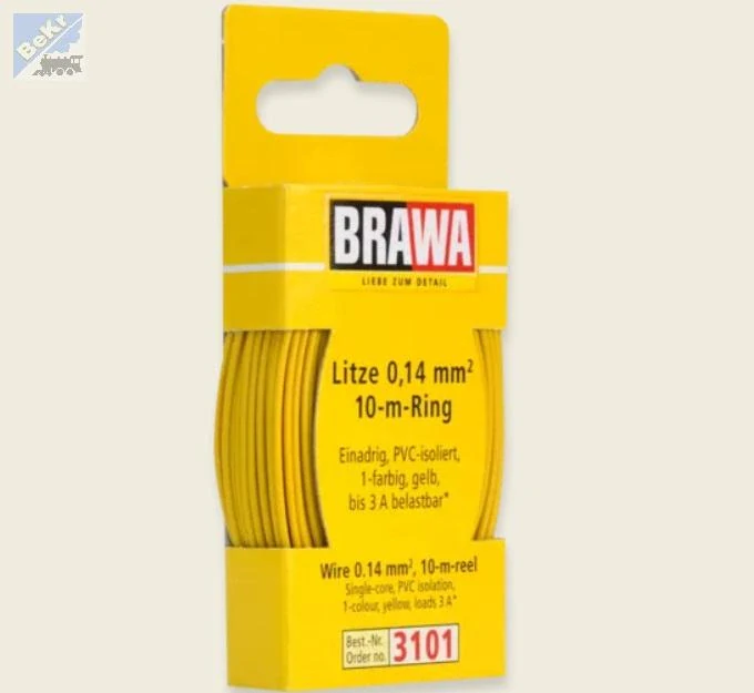 Brawa 3101 Vodič 0,14mm², vnější průměr 0,9mm, 10m, žlutý