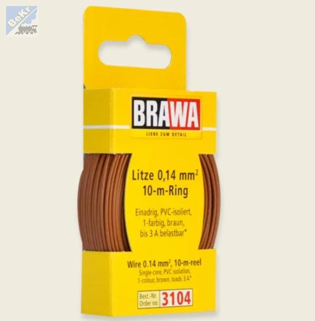 Brawa 3104 Vodič 0,14mm², vnější průměr 0,9mm, 10m, hnědý