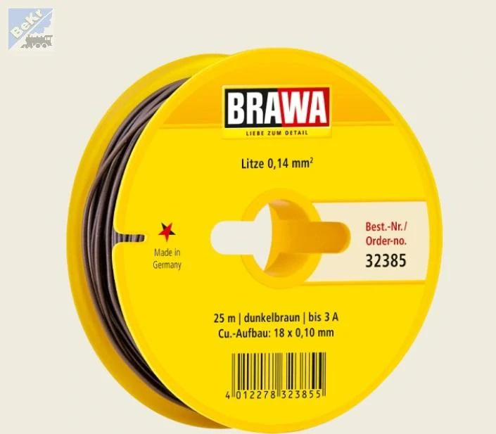 Brawa 32385 Vodič 0,14mm², vnější průměr 0,9mm, 25m, hnědý cívka