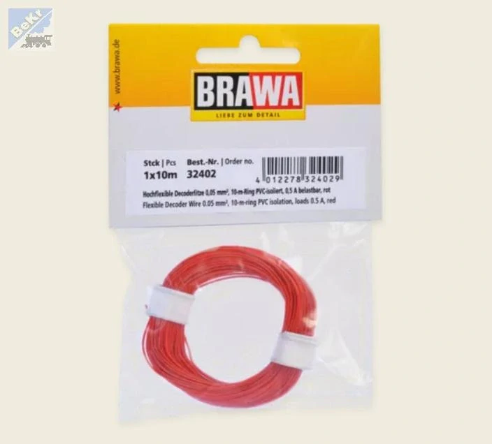 Brawa 32402 Vodič 0,05mm², vnější průměr 0,5mm, 10m, červený