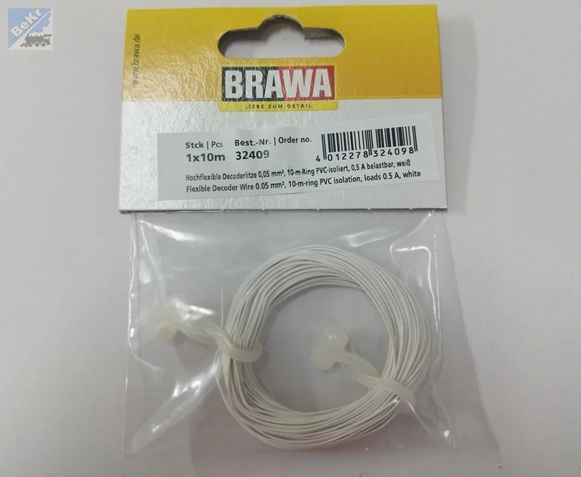 Brawa 32409 Vodič 0,05mm², vnější průměr 0,5mm, 10m, bílý