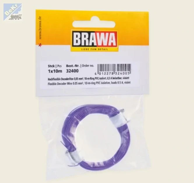 Brawa 32400 Vodič 0,05mm², vnější průměr 0,5mm, 10m, fialový