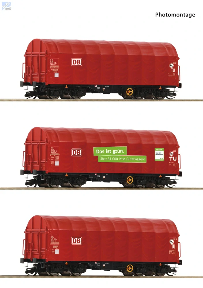Roco 6680012 Set tří plachtových 4-osých vozů Shimmns-tu DB AG