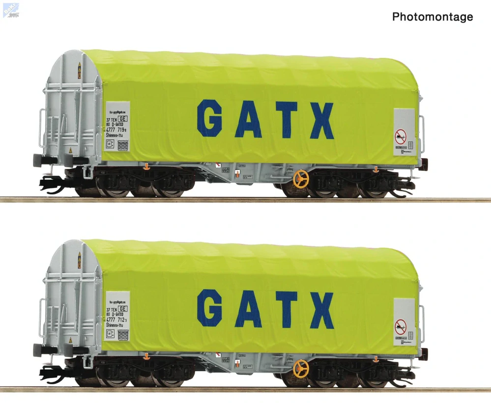 Roco 6680011 Set dvou plachtových 4-osých vozů Shimmns-ttu GATX D-GATXD