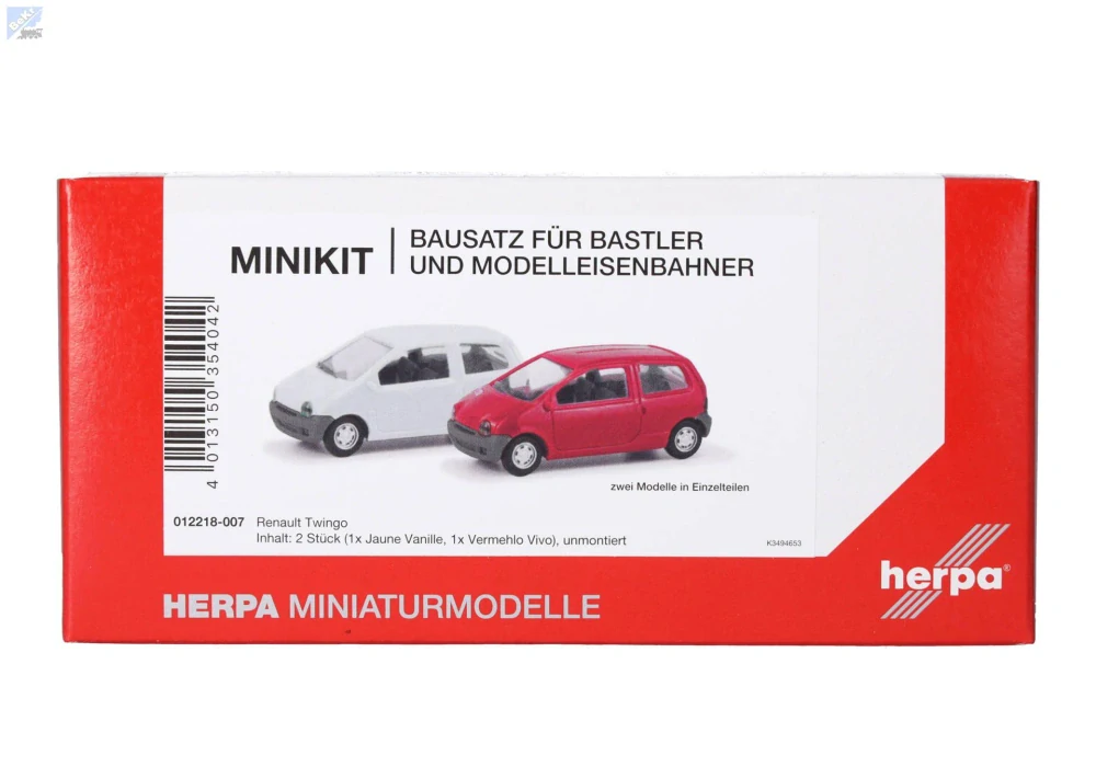 Herpa 012218-007 Herpa MiniKit: Renault Twingo, sada vínově červená/bílá 1+1ks, stavebnice