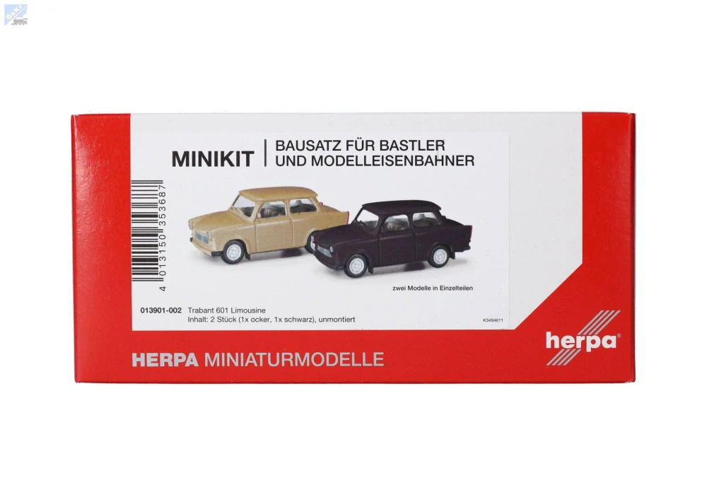 Herpa 013901-002 Herpa MiniKit: Trabant 601 Sedan, sametově okrová/rally černá, stavebnice