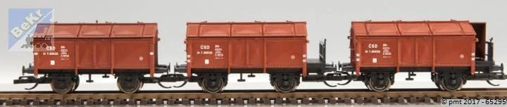 PMT 65295 Set tří 2-osých vozů Uz s odklápěcími víky (Klappdeckelwagen) ČSD