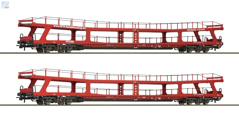Roco 77047 Set dvou 4-osých vozů na přepravu aut DDm A-BTEX