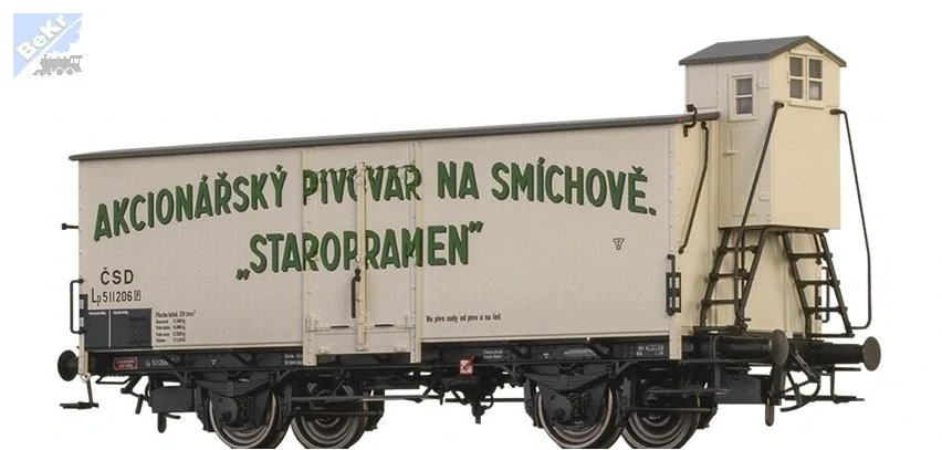 Brawa 51261 Uzavřený 2-osý vůz Lp s brzdařskou budkou "Staropramen" ČSD