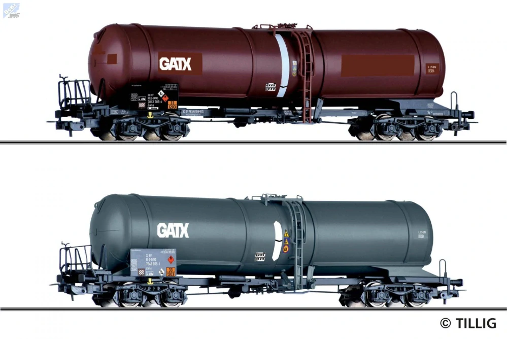Tillig 70069 Set dvou kotlových 4-osých vozů Zans GATX, D-GATXD