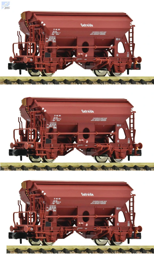 Fleischmann 6660071 Set tří výsypných 2-osých vozů Tdgs s otočnou střechou DR