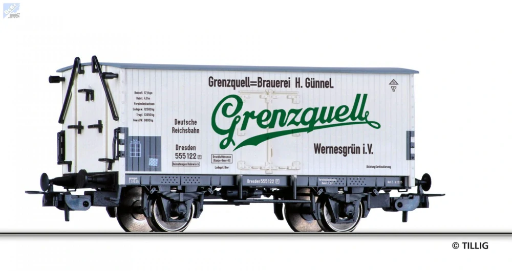 Tillig 77069 Chladírenský 2-osý vůz „Brauerei Grenzquell“ DRG