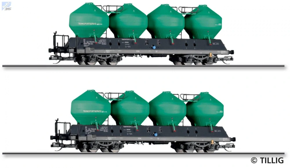Tillig 01116 Set dvou nádobových 4-osých vozů Raj/ Uacs451.1 CZ - TRANS ČSD