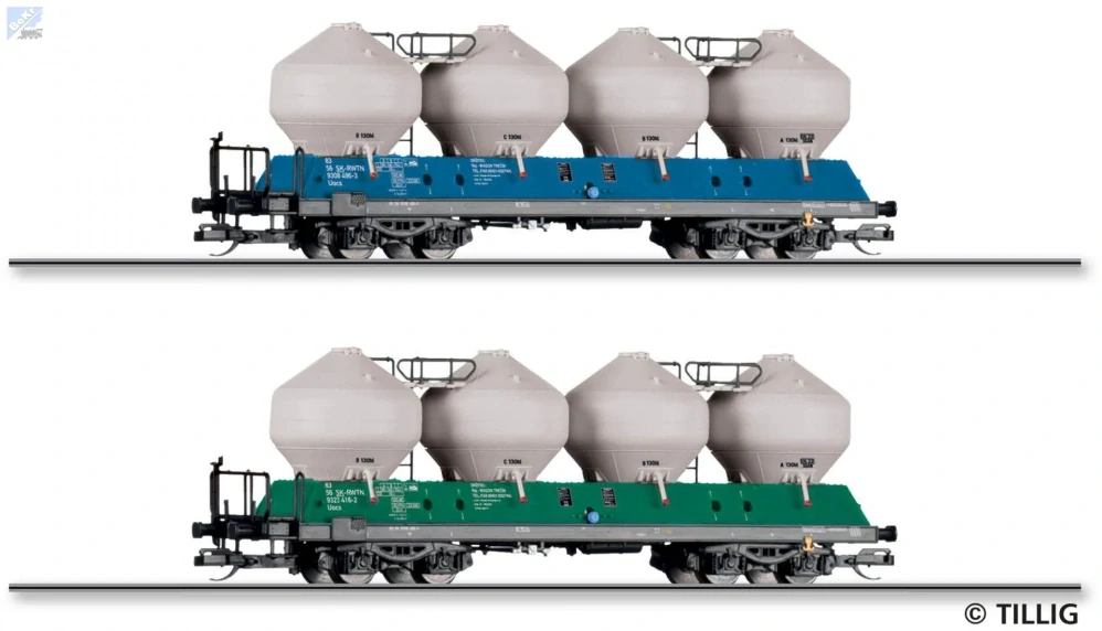 Tillig 01119 Set dvou nádobových 4-osých vozů Raj/Uacs SK - RWTN