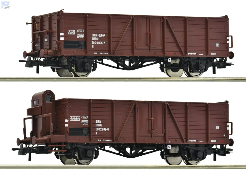 Roco 6600123 Set dvou otevřených 2-osých vozů E (Villach) ÖBB