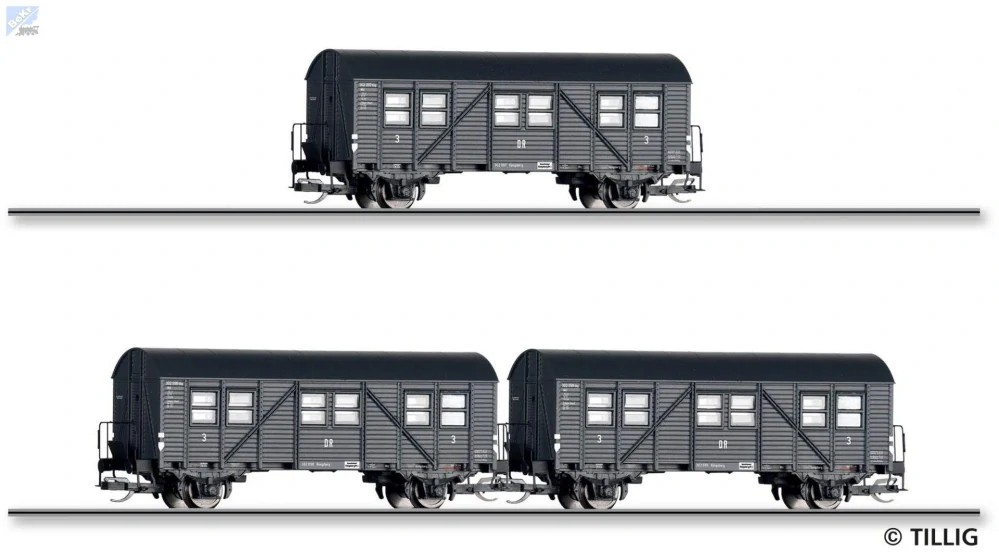 Tillig 01103 Set tří osobních 2-osých vozů 3. tř. Mci-43 DRG