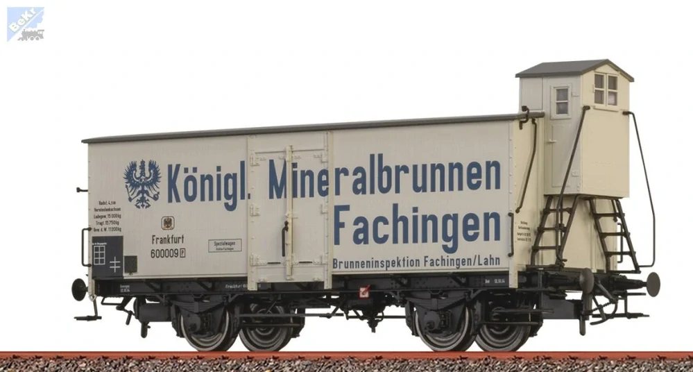 Brawa 51263 Uzavřený 2-osý vůz s brzdařskou budkou "Königl. Mineralbrunnen Fachingen" K.P.E.V.