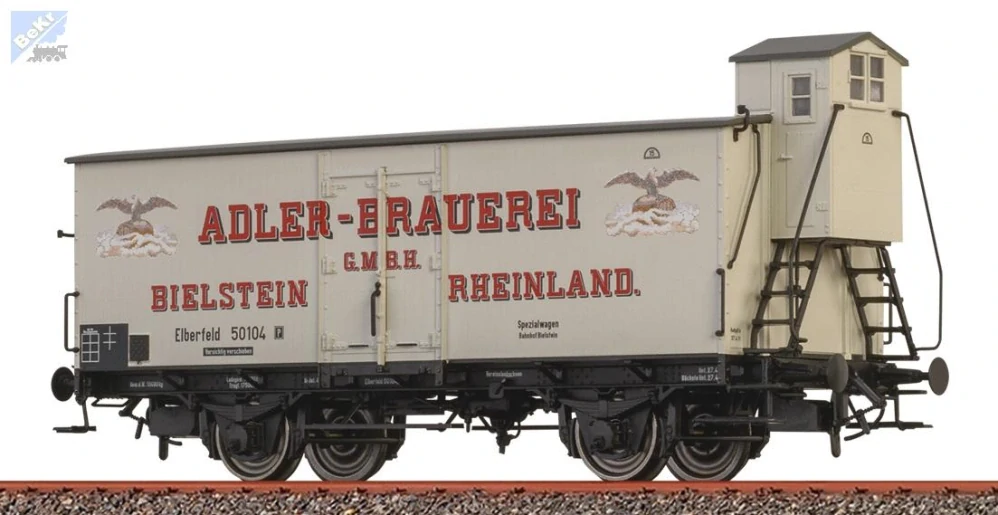 Brawa 51256 Uzavřený 2-osý vůz s brzdařskou budkou "Adler-Brauerei Bielstein" DRG